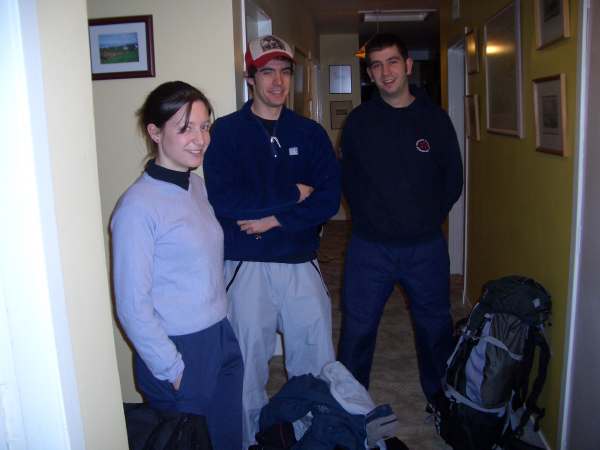 Becks, Al and Hamish about to go snow-boarding