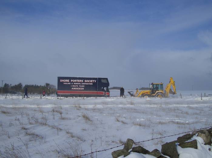 Removal van stuck in the snow